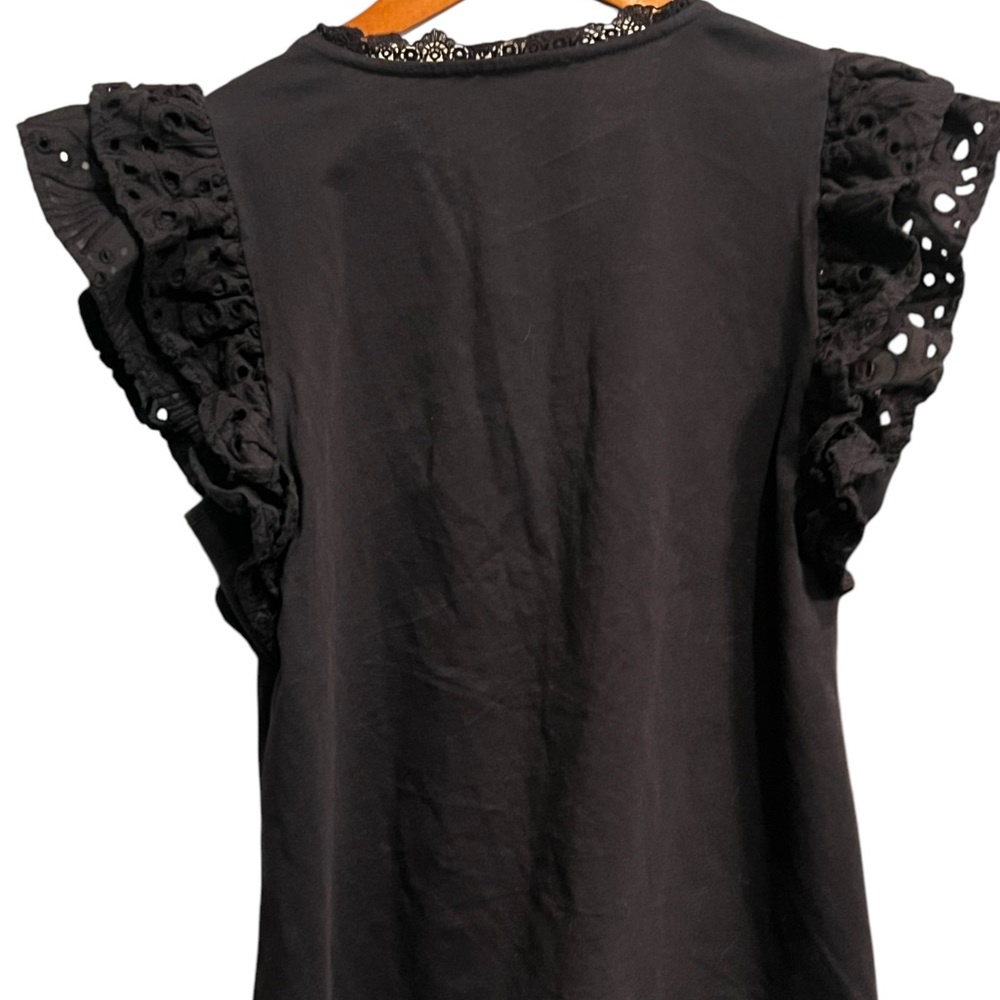 Black Ruffled Sleeve Top - Picture 10 of 11
